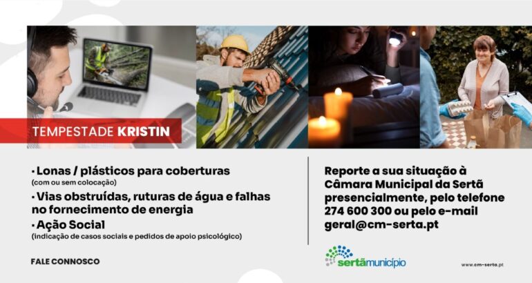apoio após a tempestade Kristin na Sertã