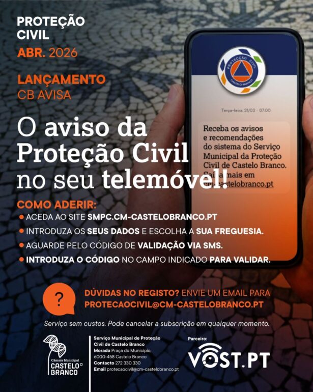 Proteção Civil Castelo Branco serviço SMS