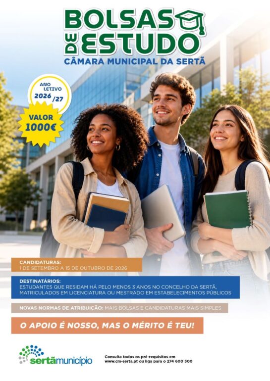 bolsas de estudo Sertã 2026